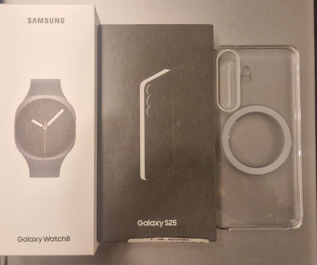 Samsung S25 met hoesje en Watch 8, 128 GB, Ophalen of Verzenden, Nieuw, Zilver