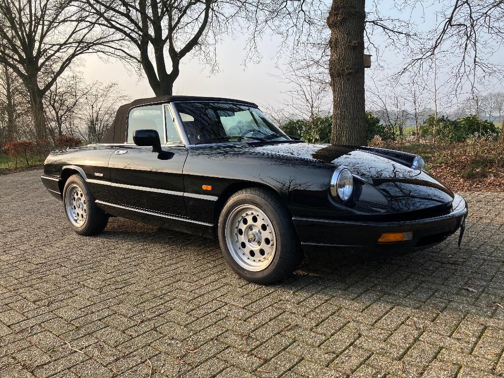 Alfa Romeo Spider 2.0, bj 1991, 66.000 km. prachtige auto, Achterwielaandrijving, Cabriolet, Zwart, Leder