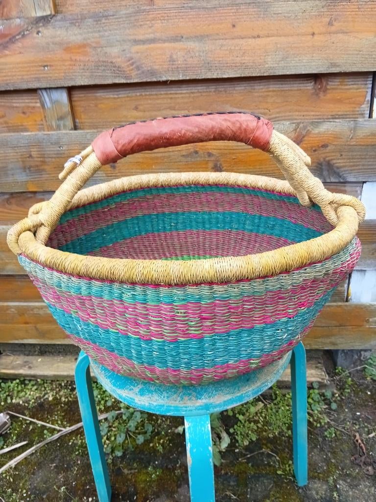 Bolgatanga mand Ghana rond handgeweven oersterk Bolgatanga, Ophalen of Verzenden, Nieuw, Rond, Overige materialen