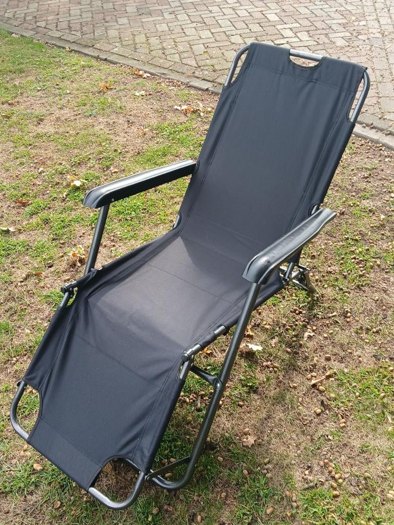Springos Ligstoel Zwart - Verstelbaar en Inklapbaar, Ophalen, Nieuw