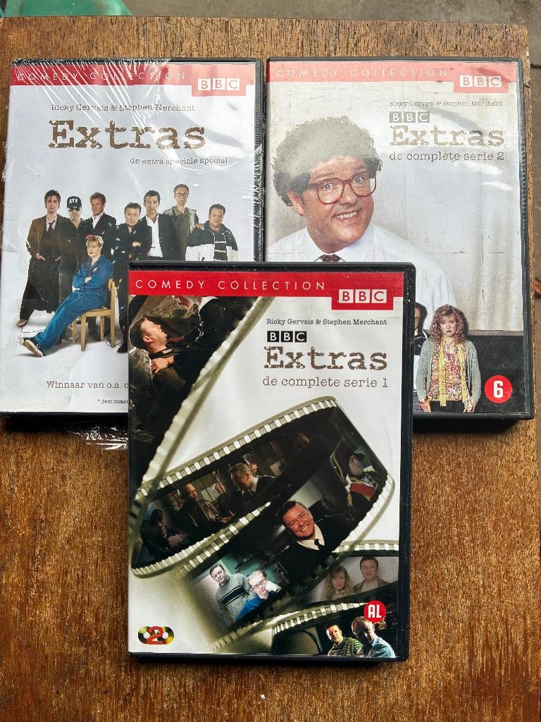 BBC Extras Serie 1-2-Special COMPLEET (Gervais), Cd's en Dvd's, Vanaf 12 jaar, Ophalen of Verzenden, Zo goed als nieuw, Komedie
