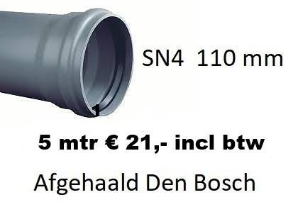PVC buizen voor riool SN4 met manchetmof 110/125/160, Ophalen, Afvoer, Pvc, 6 meter of meer