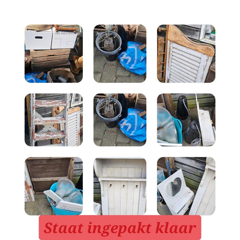 Partij brocante woonaccessoires, Ophalen