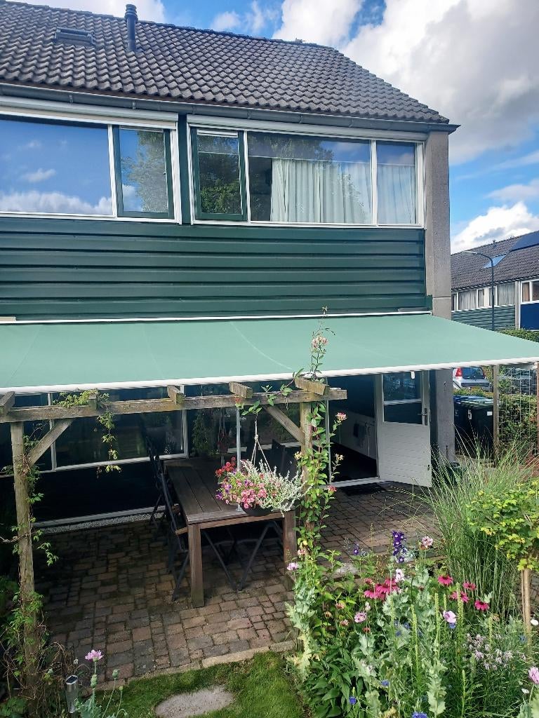 Op maat gemaakt zonnescherm 622 cm breed met nieuw doek., Tuin en Terras, Zonneschermen, Ophalen, Gebruikt, 450 cm of meer, Elektrisch