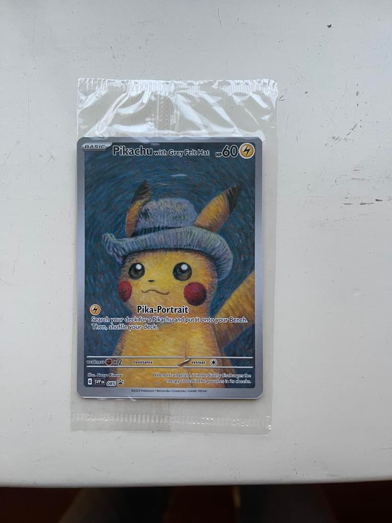 Pikachu Van Gogh Kaart Sealed, Ophalen of Verzenden, Zo goed als nieuw, Losse kaart, Foil