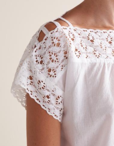 mooie witte kanten top van Bellerose maat 3, Maat 38/40 (M), Bellerose, Wit, Ophalen of Verzenden