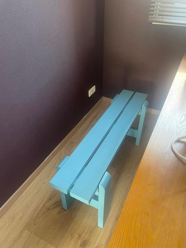 Blauw Hay bankje voor binnen en buiten, Tuin en Terras, Ophalen, Zo goed als nieuw, Rechthoekig, Hout