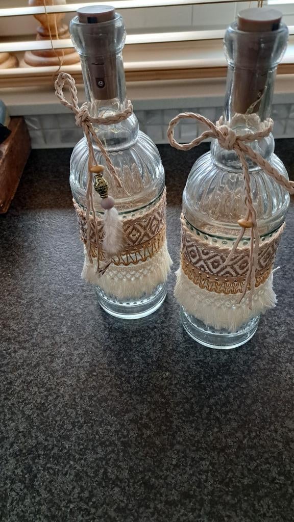 Ibiza stijl sierflessen met kurk en lampjes, Ophalen of Verzenden