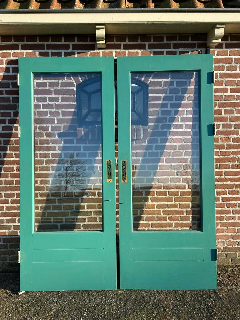 Hardhouten achterdeuren / tuindeuren 82,7x201cm., Doe-het-zelf en Verbouw, Deuren en Horren, Gebruikt, Buitendeur, 200 tot 215 cm