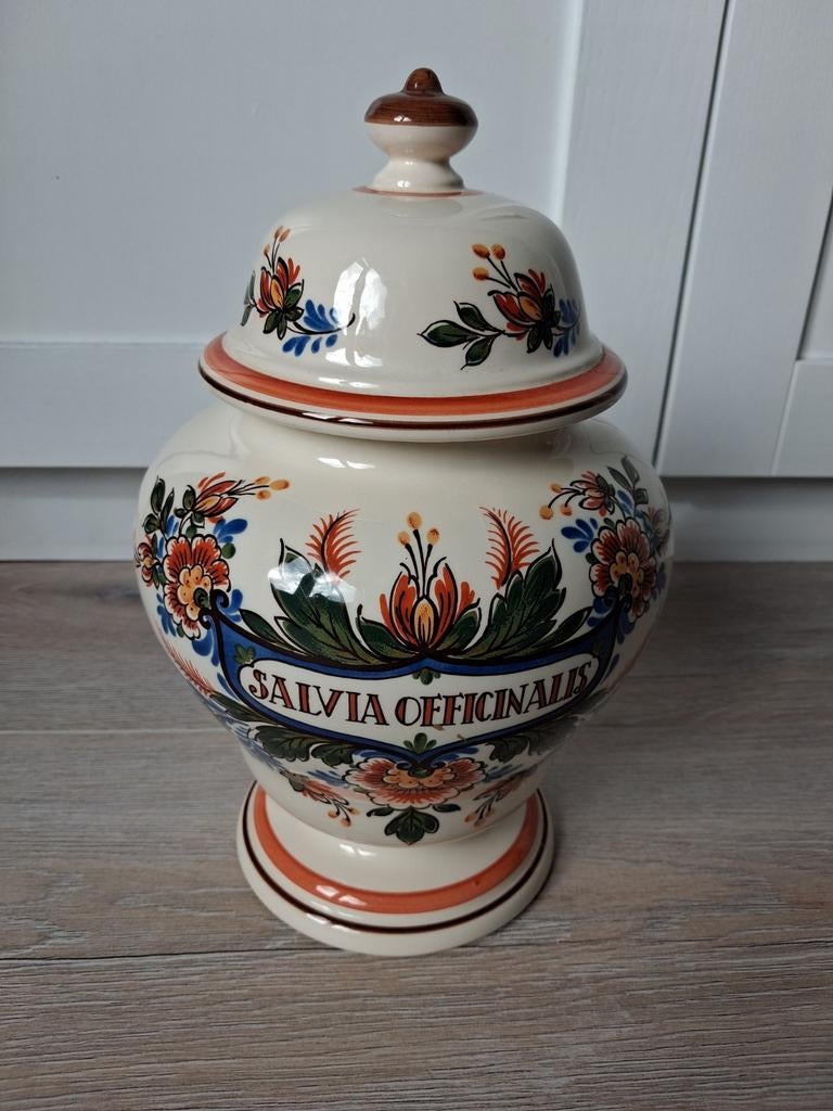 Vintage Apothekerspot 'Salvia Officinalis' - Handgeschilderd, Ophalen of Verzenden