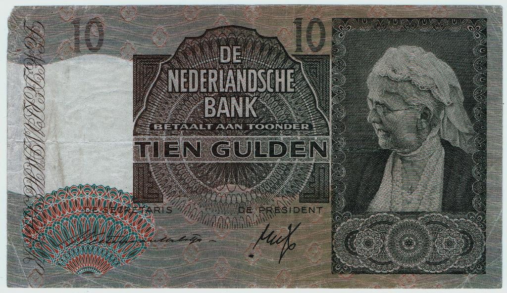 21-162 Nederland 10 gulden 1940, Verzenden, 10 gulden, Los biljet