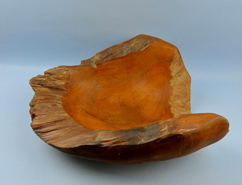 Massieve teakhouten fruitschaal - handgemaakt 38x39 cm, Ophalen of Verzenden