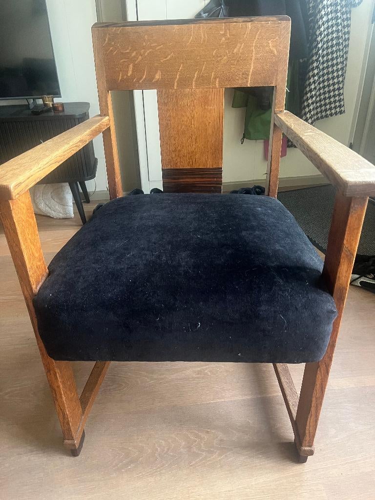 Houten stoel  - Jaren 30/art deco, Huis en Inrichting, Stoelen, Gebruikt, Jaren 30, Bruin, Ophalen of Verzenden