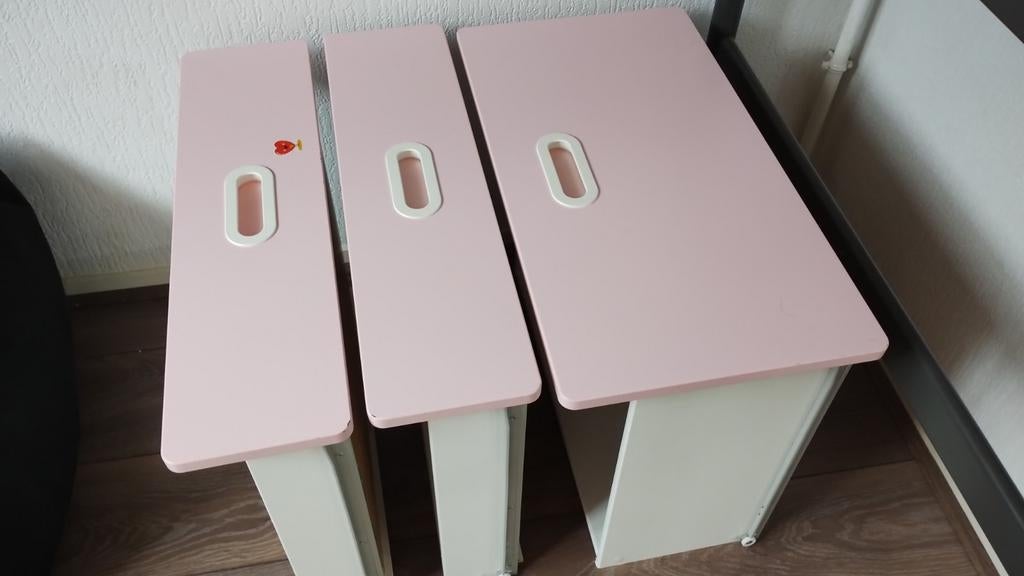 IKEA FRITIDS roldeurkasten, 3 stuks, roze, Ophalen, 25 tot 50 cm, 50 tot 100 cm, Minder dan 100 cm