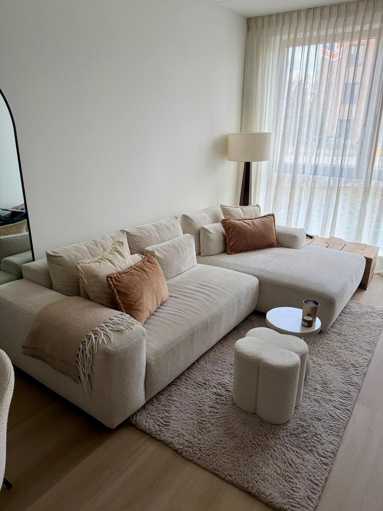 Hoekbank crème/beige, Ophalen, Zo goed als nieuw, Stof