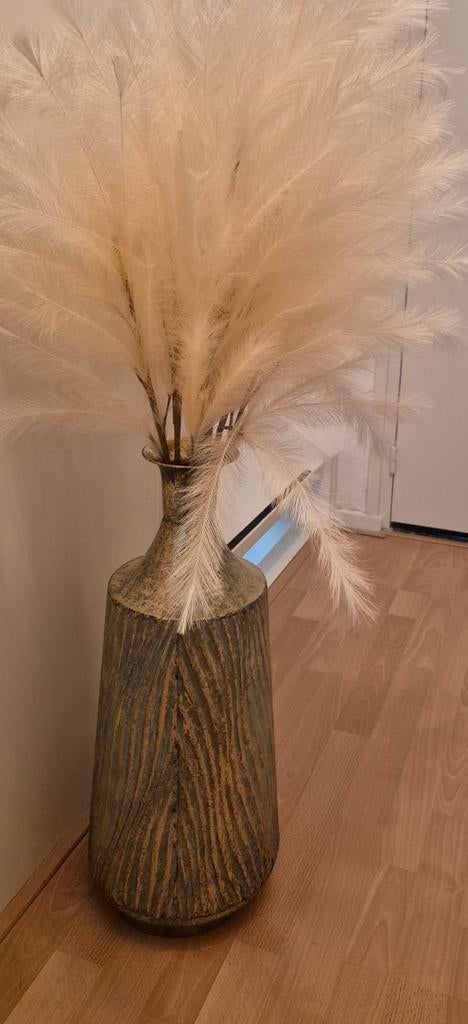 Decoratieve vaas met pluimen, Huis en Inrichting, Woonaccessoires | Vazen, Ophalen, Overige materialen, Overige kleuren, 50 tot 75 cm