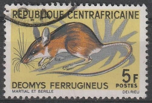 1702. Centraal Afrika 113 gest. Muis, Ophalen of Verzenden, Overige landen, Gestempeld