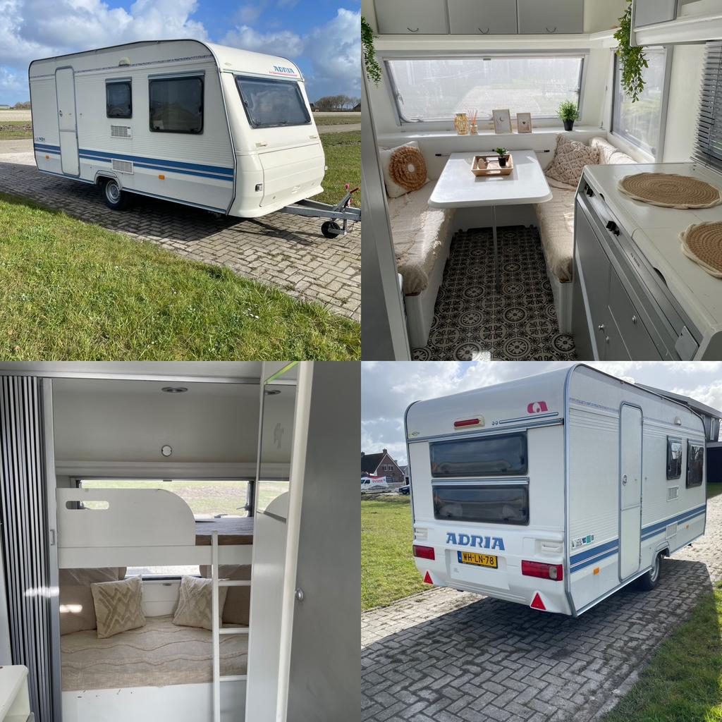 ADRIA UNICA ZEER NETJES; STAPELBED, VOORTENT, WIT INTERIEUR, Caravans en Kamperen, Caravans, Treinzit, 750 - 1000 kg, Particulier