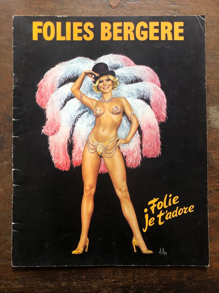 Vintage Folies Bergere Programma/Poster - Parijs, Ophalen of Verzenden, Gebruikt