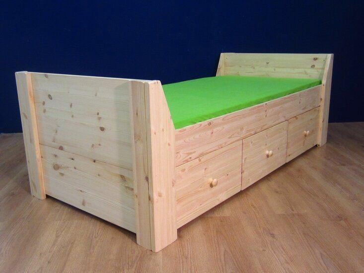 1-persoonsbed JENNIFER 3 laden met houtknop, 85 tot 100 cm, Nieuw, Ophalen of Verzenden, Lattenbodem