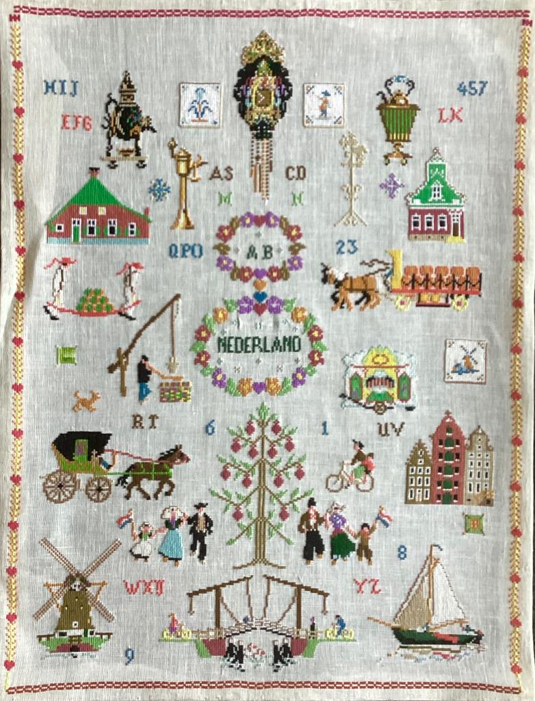 Borduurwerk, zijde, Nederland, groot, vintage, Ophalen, Gebruikt, Handborduren, Overige typen