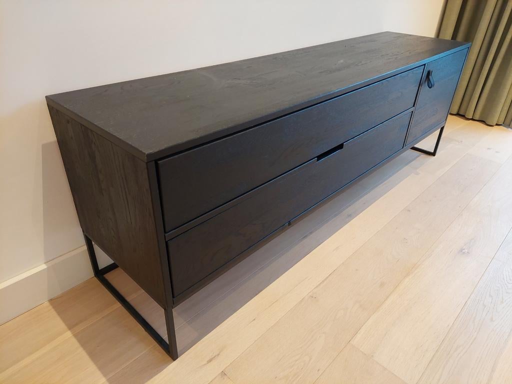 WOOOD Dressoir Zwart Vurenhout, Ophalen, 150 tot 200 cm, Zo goed als nieuw, Modern