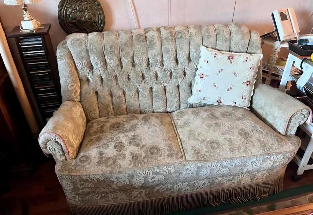 Bank met 2 bijbehorende stoelen, Ophalen, Gebruikt, 75 tot 100 cm, Stof