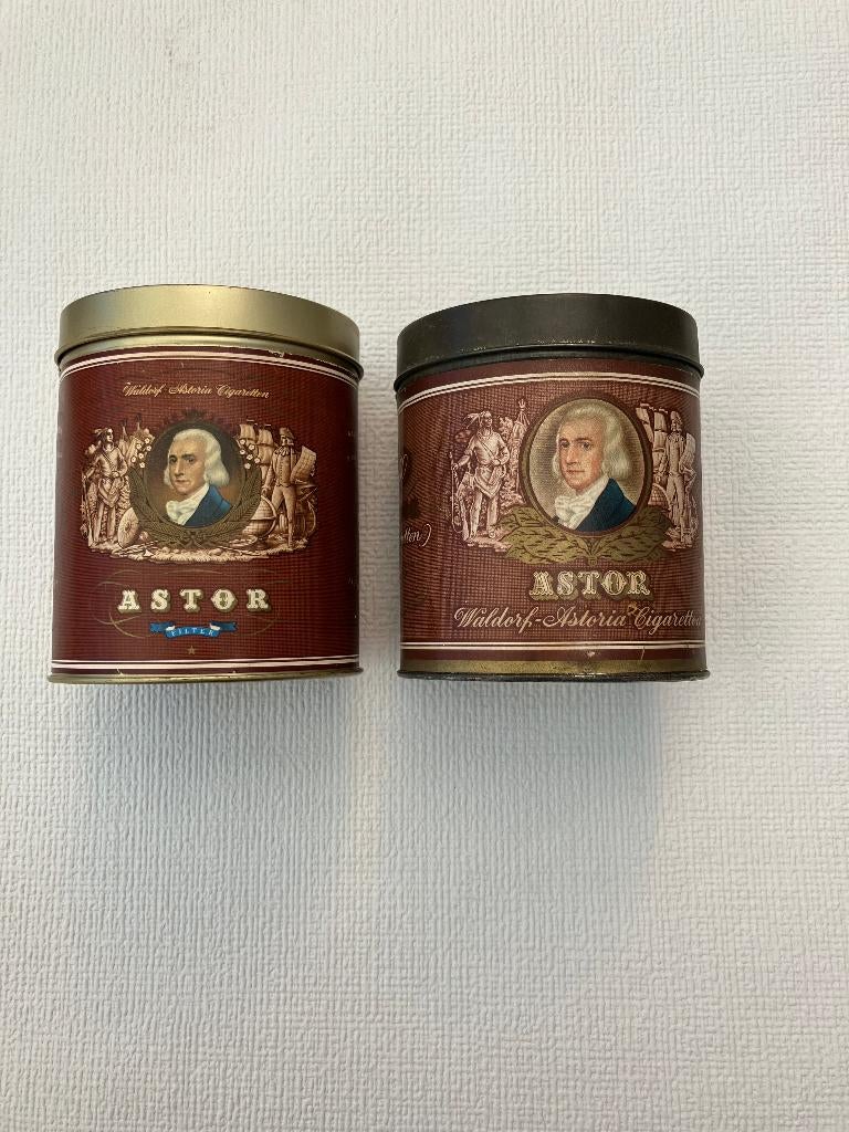 2 x Astor tabakblikje, Verzamelen, Ophalen of Verzenden, Gebruikt, Overige