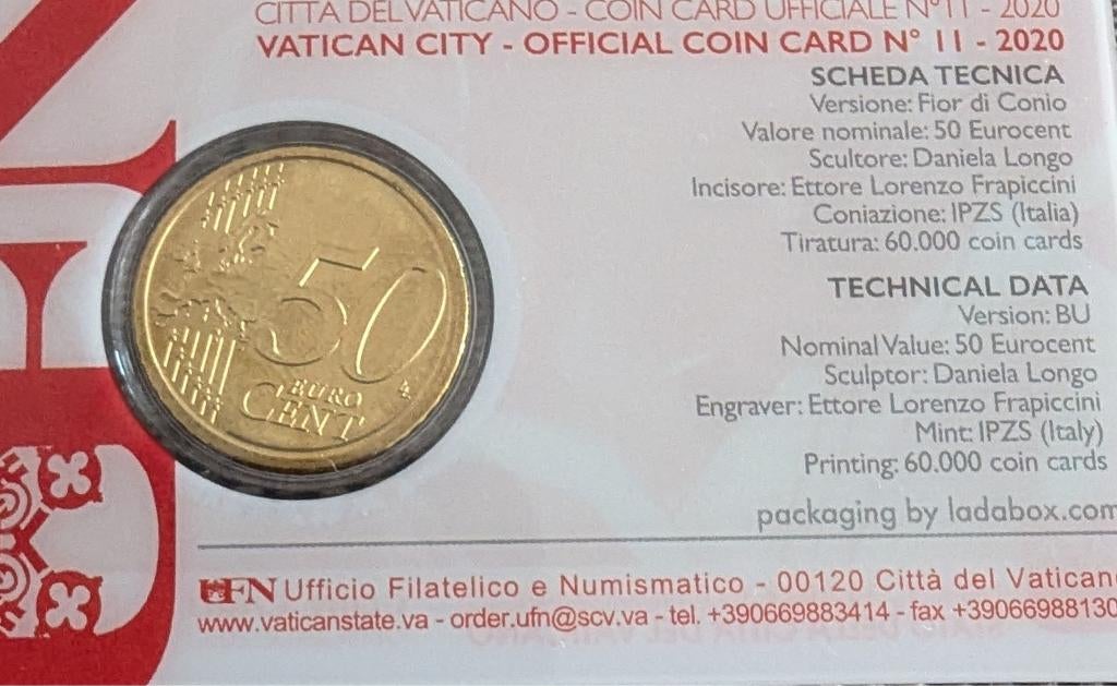 Coincard 2020Vaticaan 50 cent, Ophalen, Vaticaanstad, 50 cent, Losse munt