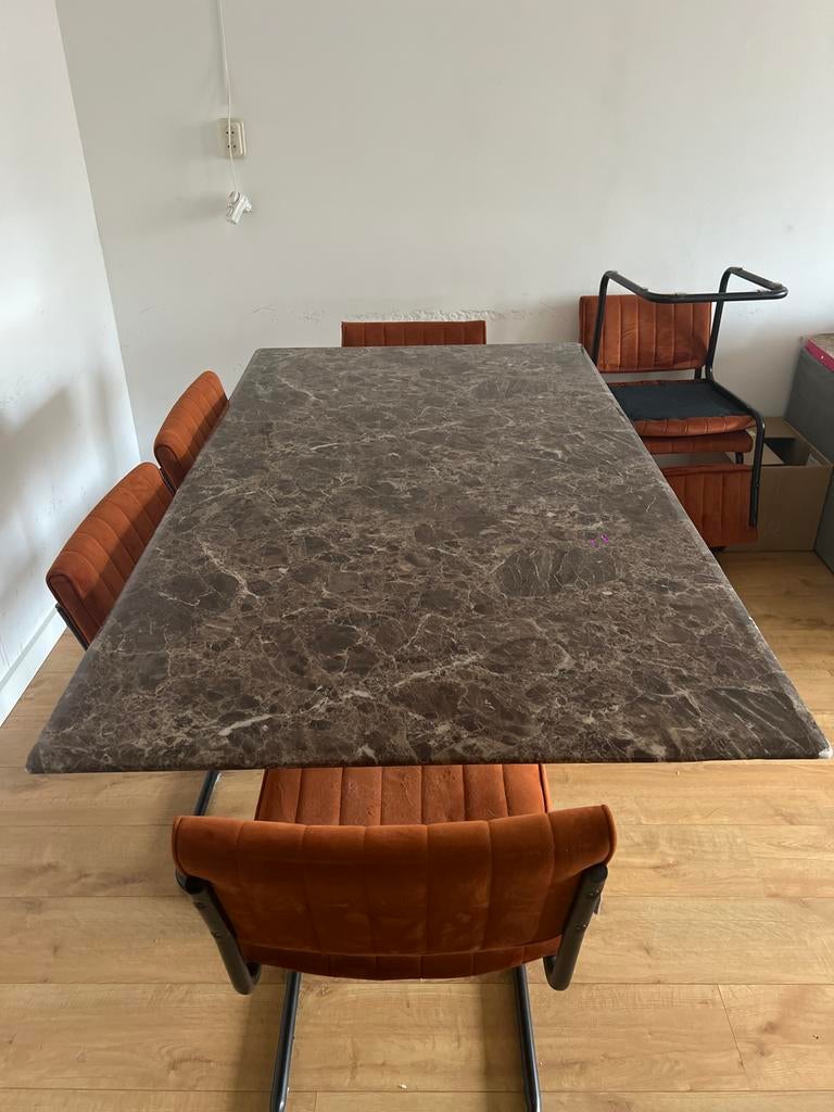 Richmond marmeren eettafel, 6 personen, Ophalen, Gebruikt, 100 tot 150 cm, Vijf personen of meer