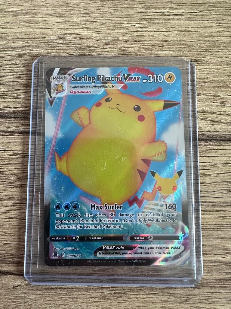 Surfing pikachu vmax 009/025 celebrations pokemon kaart, Ophalen of Verzenden, Nieuw, Losse kaart
