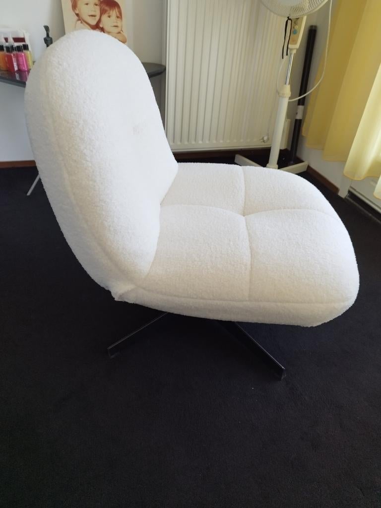 Nieuwe witte TEDDY draaifauteuil, nooit gebruikt, Ophalen, Nieuw, 75 tot 100 cm, 50 tot 75 cm
