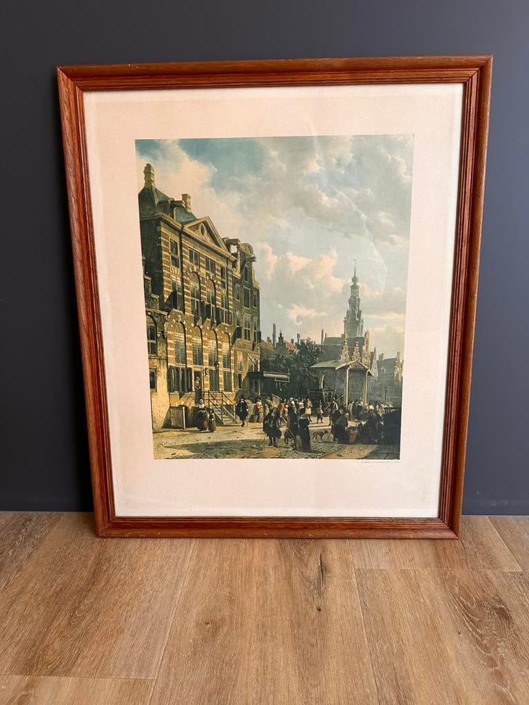 Klassieke print Cornelis Springer 1852 afm:54x66, Antiek en Kunst, Ophalen