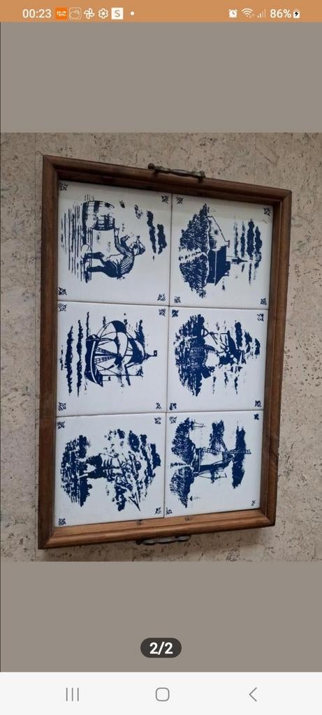 Dienblad met blauwe tegels - visserij thema, Ophalen