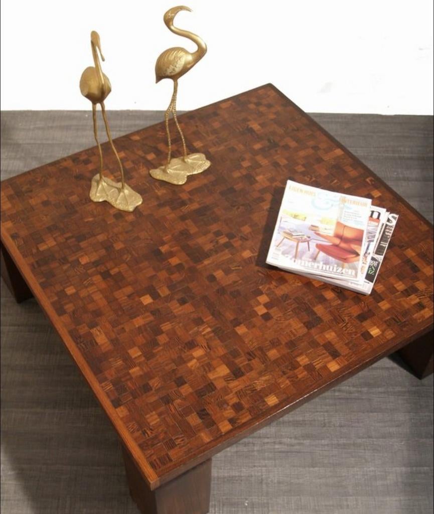 Vintage Brutalistische salontafel, Rolf Middelboe jaren 70, Gebruikt, 100 tot 150 cm, Minder dan 50 cm, Rechthoekig