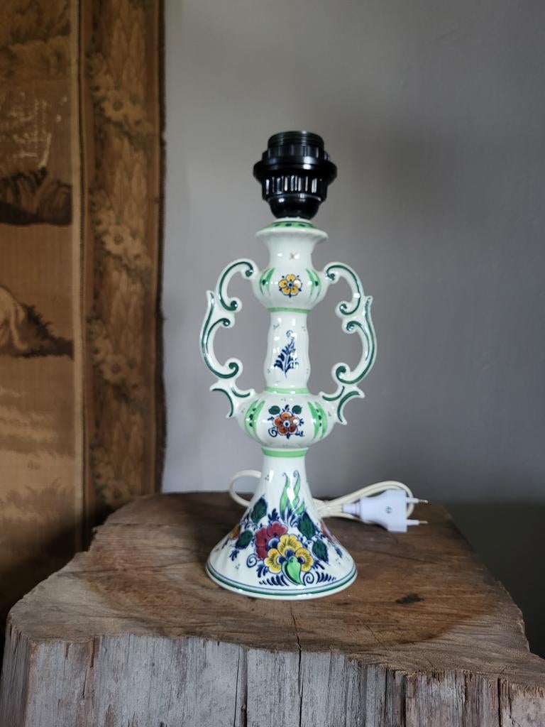 Vintage Delft Polychroom Tafellamp, Antiek en Kunst, Ophalen of Verzenden