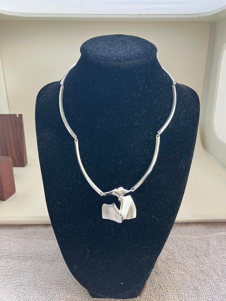 Fins design collier van Matti J Hyvarinen, Ophalen of Verzenden, Zo goed als nieuw, Zilver