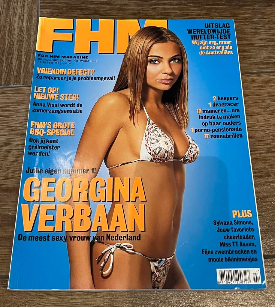 Vintage FHM 2001 Éen van de eerste Georgina Verbaan, Ophalen of Verzenden, 1980 tot heden, Tijdschrift