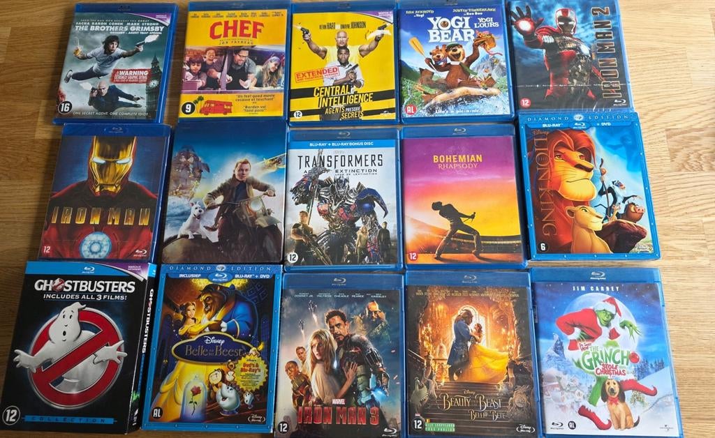 Blu-ray films: The Grinch, Lion King, Beauty and the Beast, Ophalen