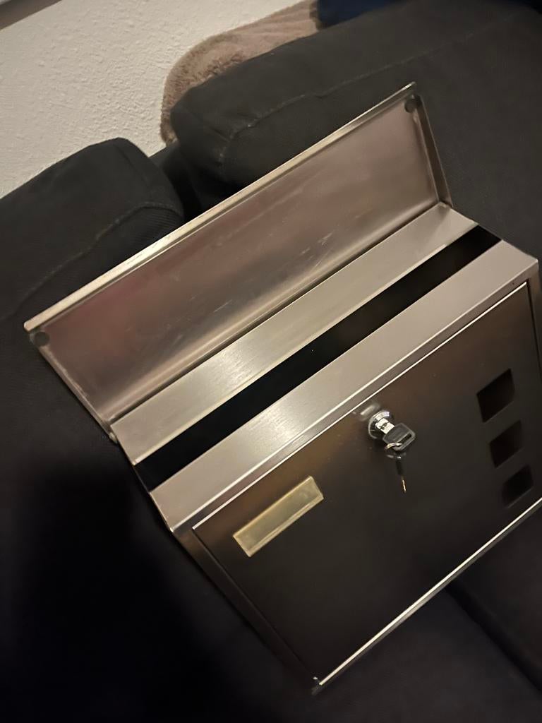 Stevige RVS muur brievenbus postbus, Tuin en Terras, Brievenbussen, Ophalen, Gebruikt, Rvs, Wandbrievenbus