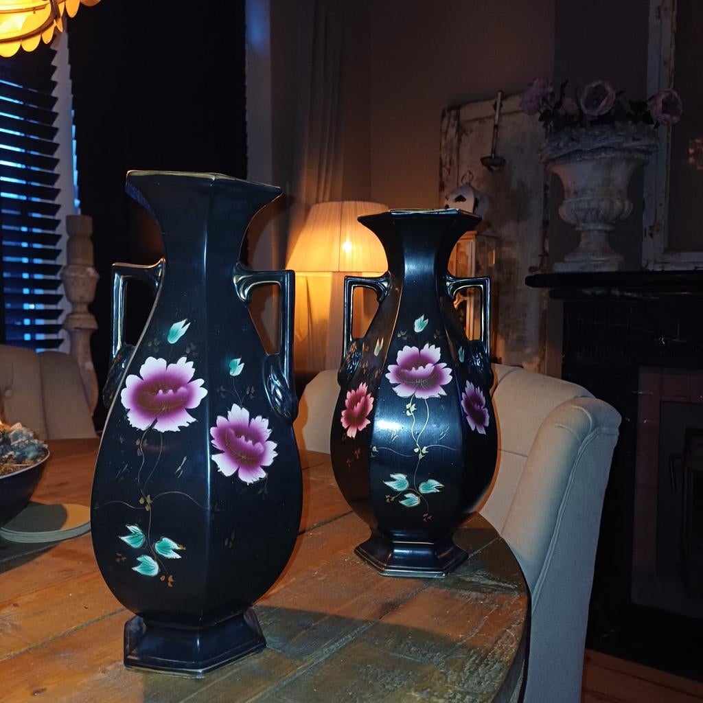 Hand painted Victoriaanse porseleinen potten vazen england, Overige kleuren, Aardewerk of Porselein, Ophalen of Verzenden, Zo goed als nieuw