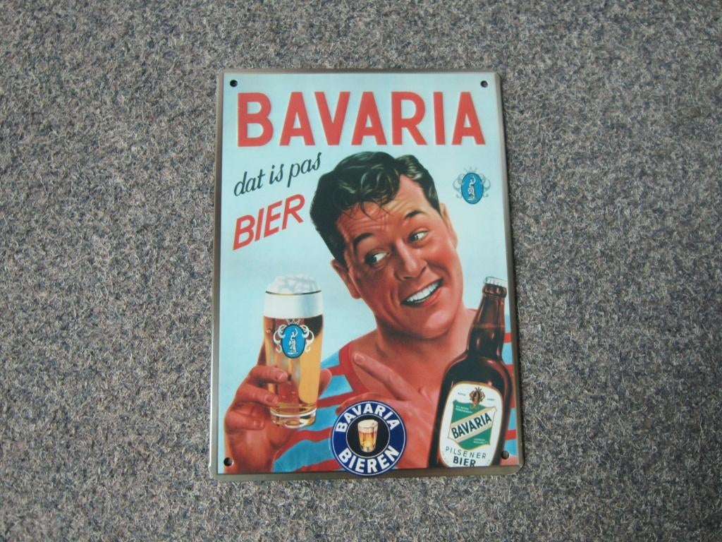 BAVARIA BLIKKEN RECLAMEBORDEN, Ophalen, Zo goed als nieuw, Reclamebord, Plaat of Schild, Bavaria