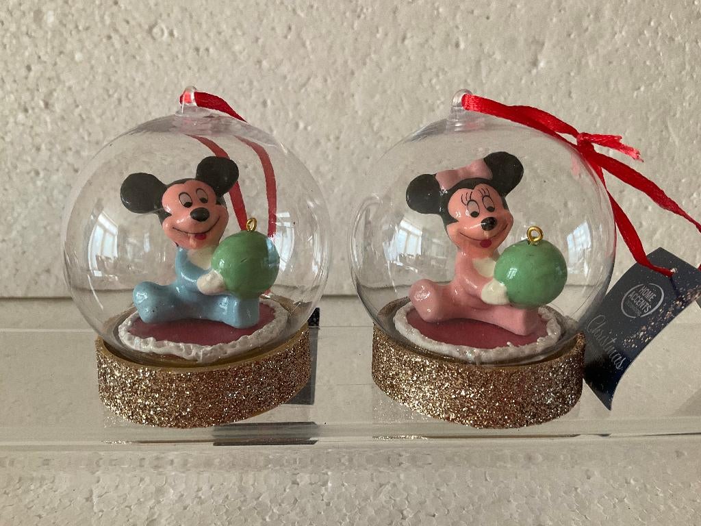 Disney Minnie Mickey mouse - globe/kerstbal, Ophalen, Mickey Mouse, Zo goed als nieuw, Beeldje of Figuurtje