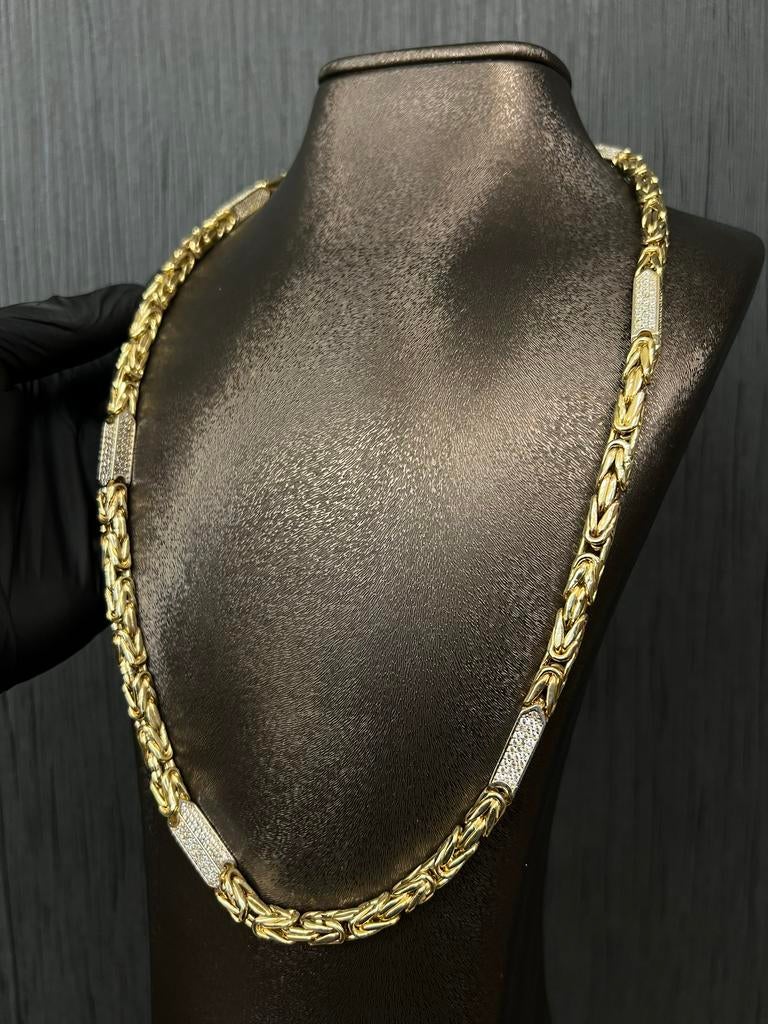 14k gouden koningsketting dik schakel ketting, Sieraden, Tassen en Uiterlijk, Kettingen, Ophalen of Verzenden, Zo goed als nieuw