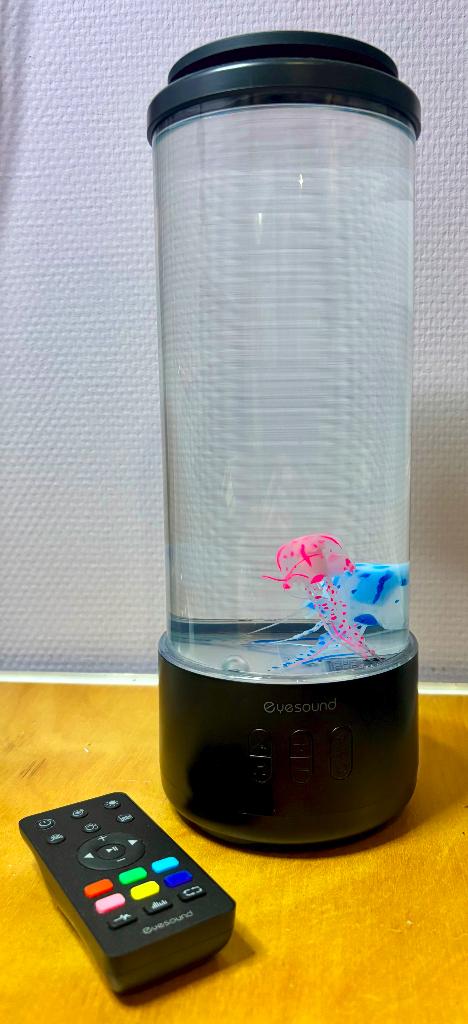 Kwallenlamp Eyesound zwart met 2 kwallen ong. 35cm hoog, Ophalen of Verzenden, Gebruikt, Jongen of Meisje