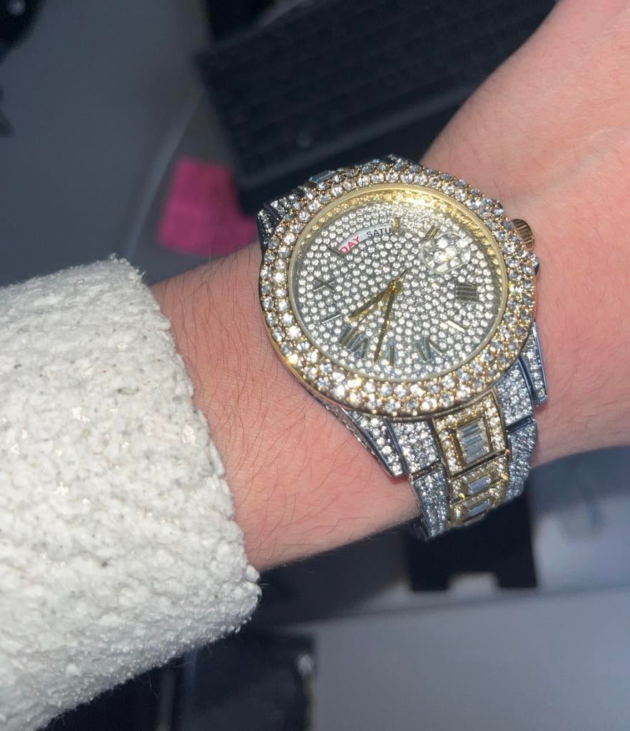 Opvallend Polshorloge met Diamanten Look, Sieraden, Tassen en Uiterlijk, Horloges | Heren, Overige merken, Polshorloge, Nieuw