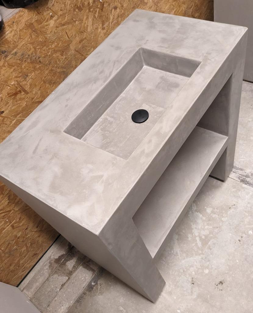 Beton-cire badkamermeubel met wasbak en legplank, Ophalen, Nieuw, 50 tot 100 cm, Minder dan 100 cm