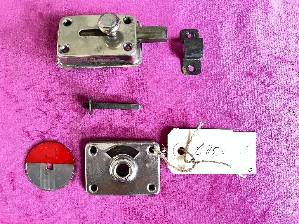 oude toilet sluiting, badkamer, wc slot, vrij en bezet, Ophalen of Verzenden, Gebruikt