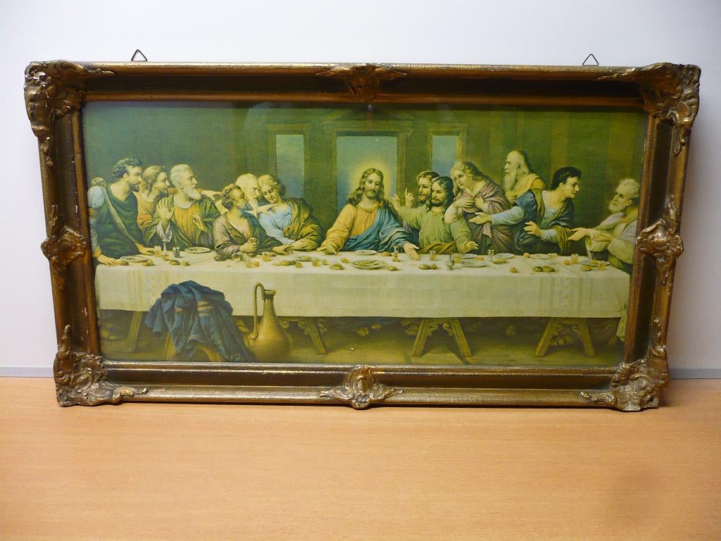 Het laatste avondmaal in lijst met glas., Ophalen of Verzenden