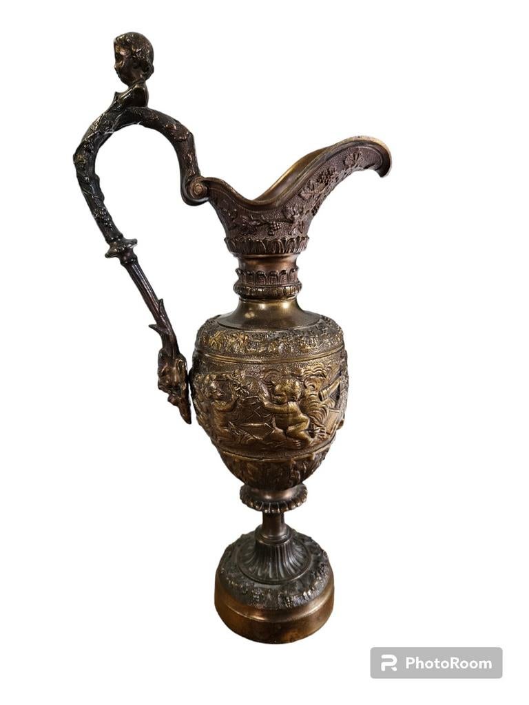 Renaissance antieke kruiken of kannen met engeltjes, kandela, Antiek en Kunst, Antiek | Koper en Brons, Ophalen of Verzenden